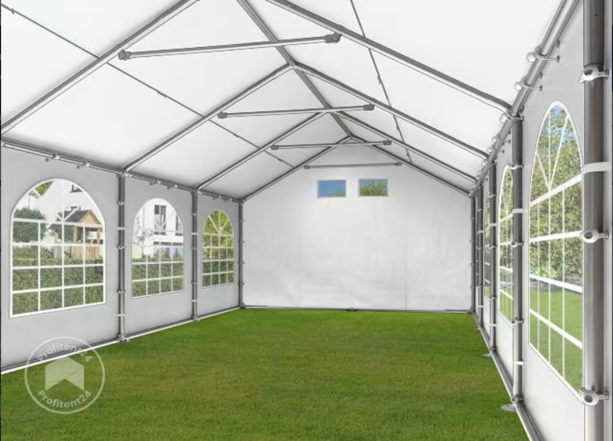 Partytent 4x6 m, PE 550, met Grondframe, wit 3